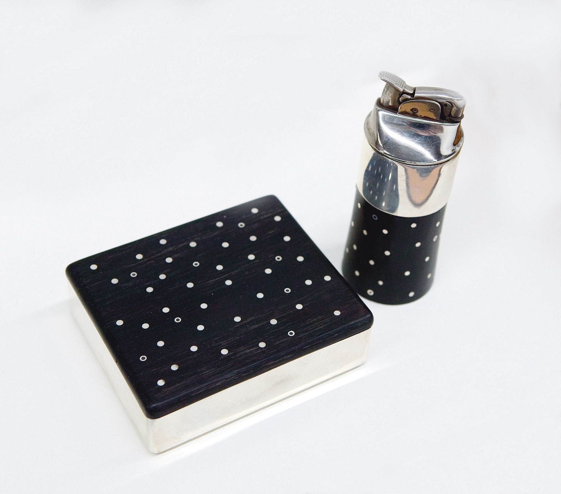 Earl Pardon, Cigarette Box and Lighter for Towle Silversmiths