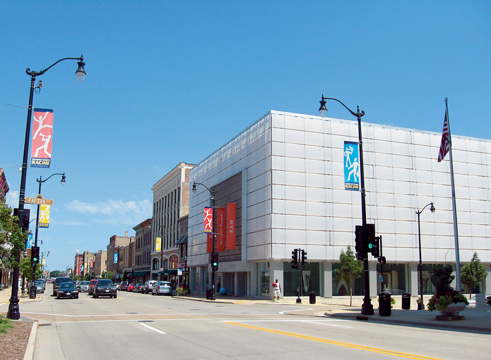 Racine Art Museum building ca. 2007 View of the Racine Art Museum building from Monument Square, circa 2007