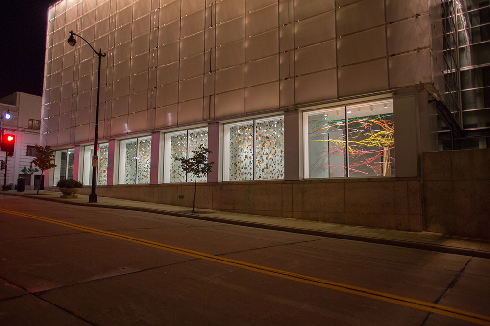 Falling Leaves and Painted Branches installation, photographed by Jon Bolton