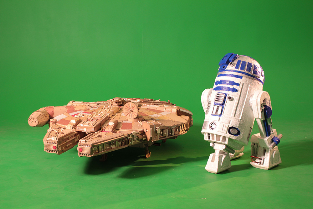 Thomas E. Richner ” Cardboard Millennium Falcon Inspired Replica” and “Papier-Mâché R2D2 Inspired Replica”