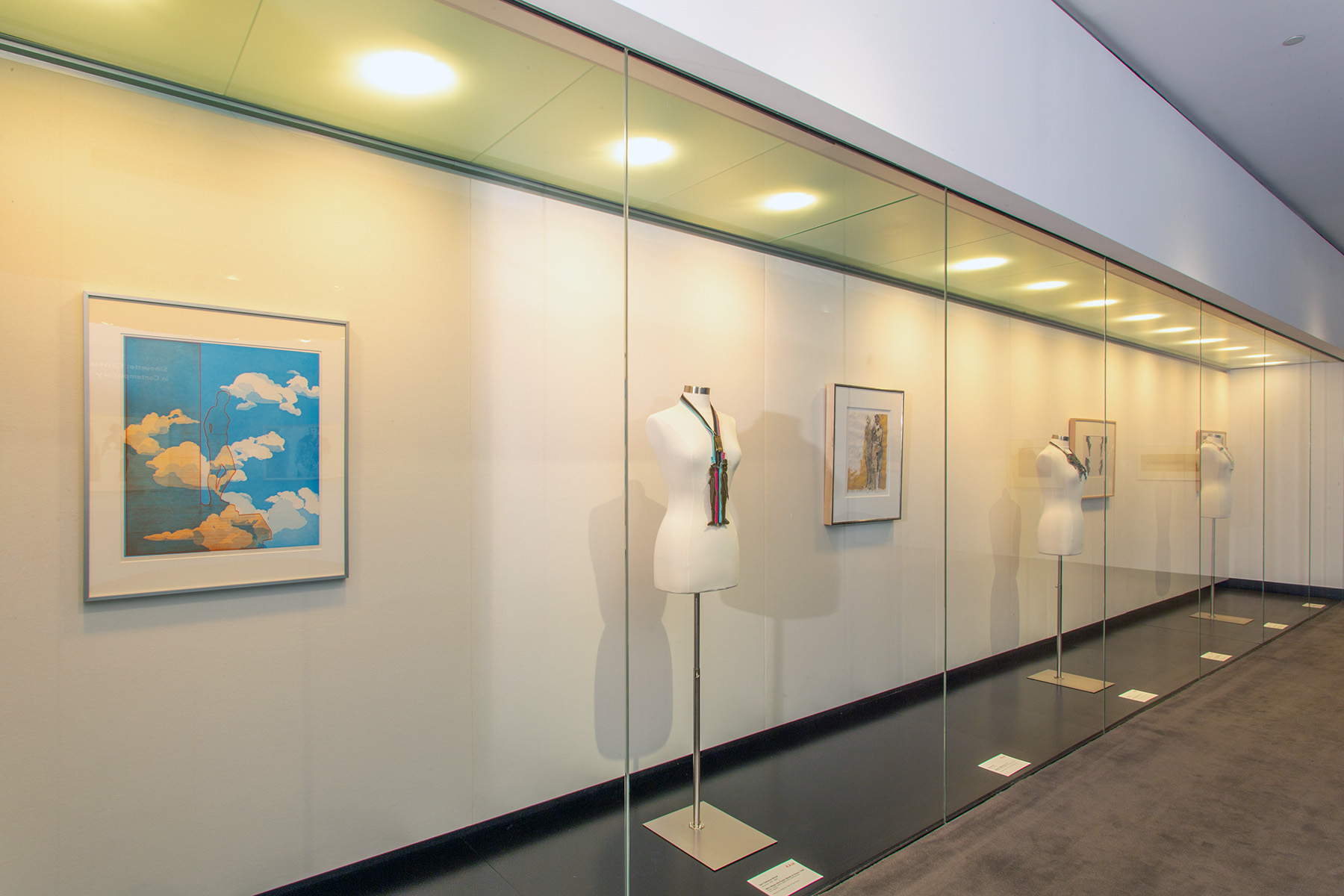 Installation view, Silhouette: Capturing the Human Form in Contemporary Prints and Art Jewelry