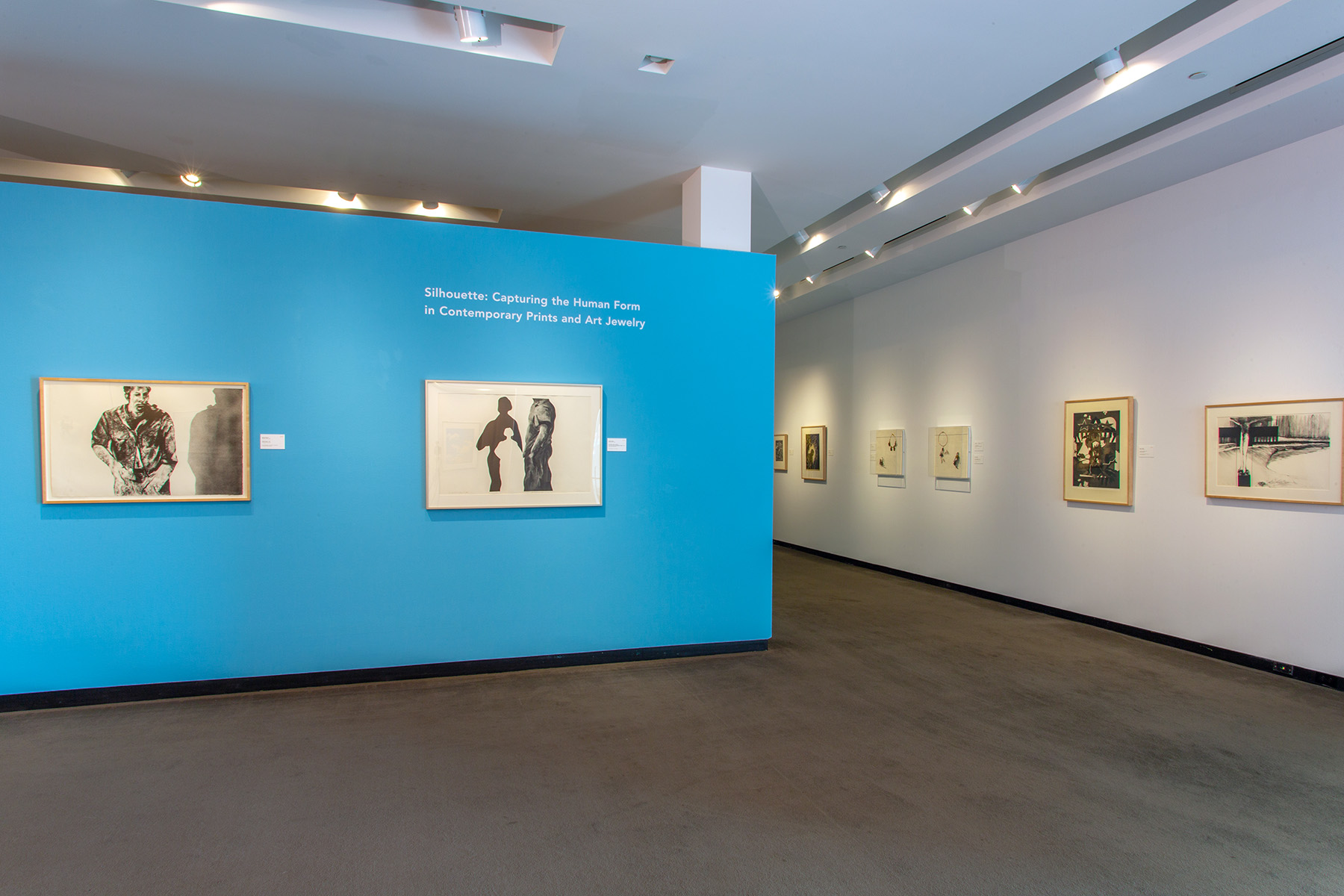 Installation view, Silhouette: Capturing the Human Form in Contemporary Prints and Art Jewelry
