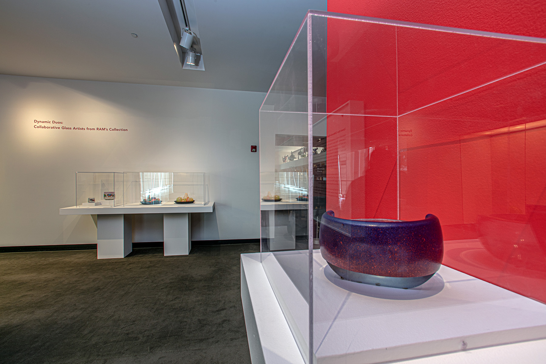 Installation view, Dynamic Duos: Collaborative Glass Artists from RAM’s Collection