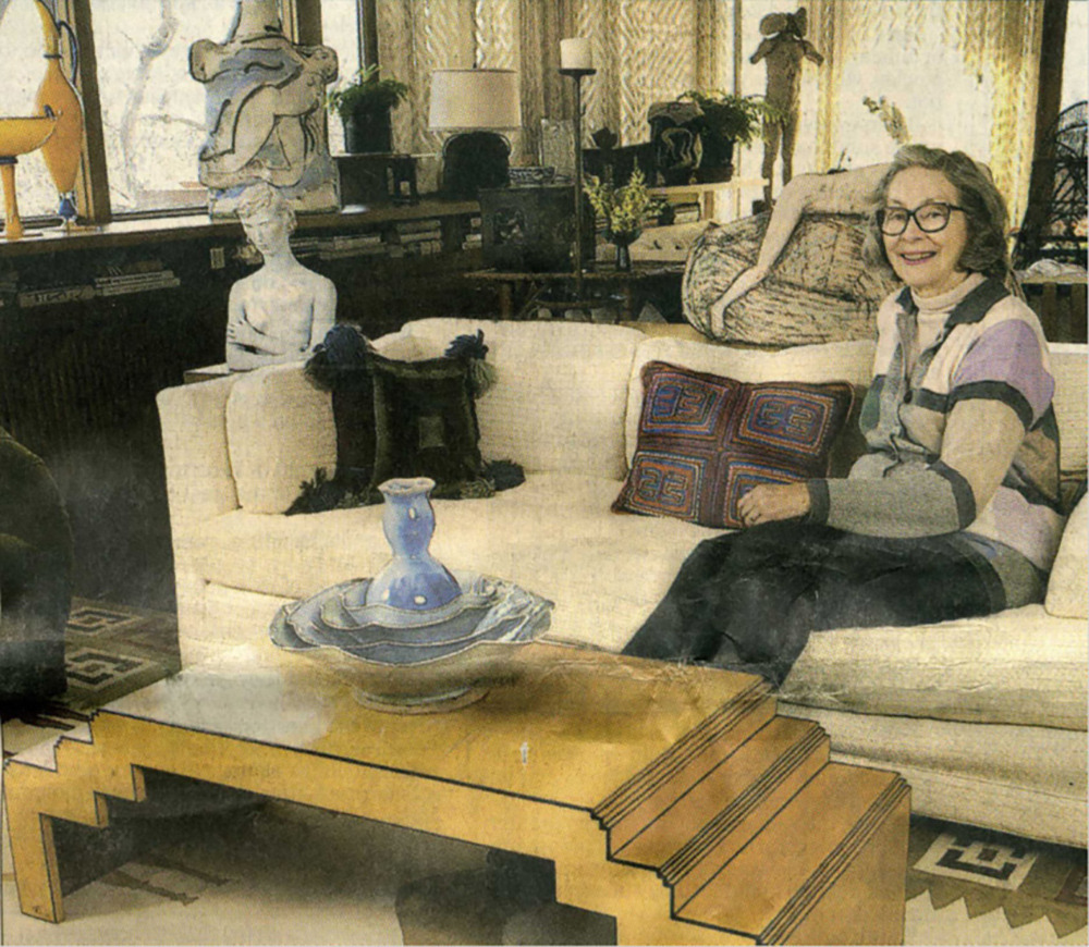 Karen Johnson Boyd Karen Johnson Boyd on a couch in her home, surrounded by several sculptural forms
